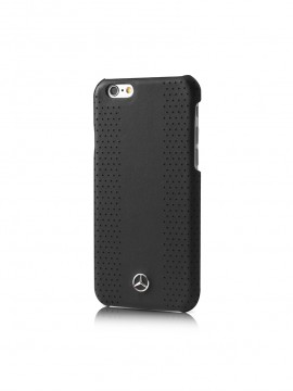 COQUE RIGIDE NOIRE MERCEDES EN CUIR VERITABLE PERFOREE